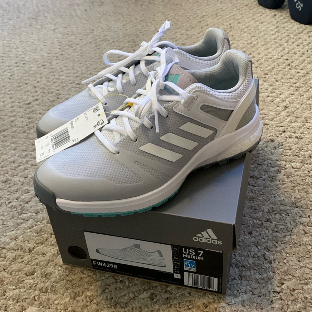 Adidas EQT Spikeless Golf Shoes - US 7 / Cloud White / Cloud White / Acid Mint